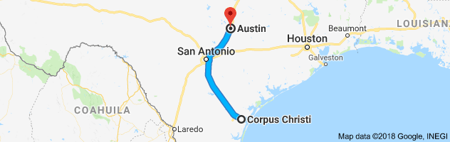 Corpus Christi to Austin Auto Transport Route