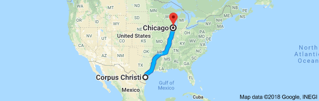 Corpus Christi to Chicago Auto Transport Route
