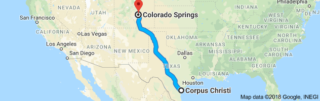 Corpus Christi to Colorado Springs Auto Transport Route