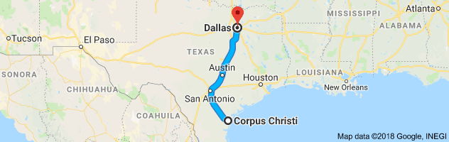 Corpus Christi to Dallas Auto Transport Route
