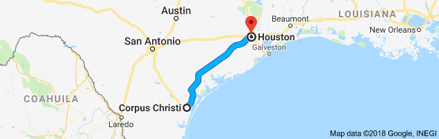 Corpus Christi to Houston Auto Transport Route