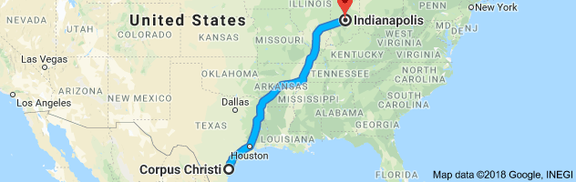 Corpus Christi to Indianapolis Auto Transport Route