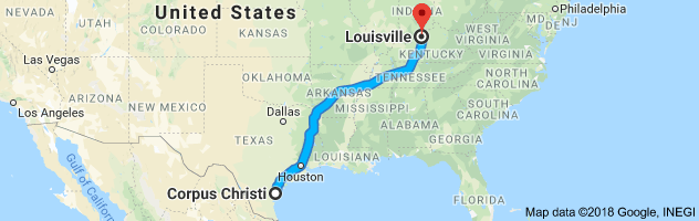 Corpus Christi to Louisville Auto Transport Route