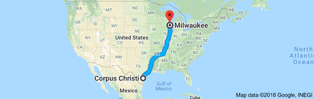 Corpus Christi to Milwaukee Auto Transport Route
