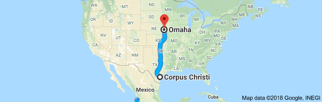 Corpus Christi to Omaha Auto Transport Route