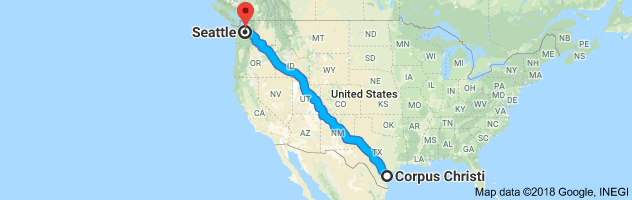 Corpus Christi to Seattle Auto Transport Route