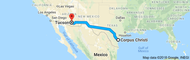 Corpus Christi to Tucson Auto Transport Route