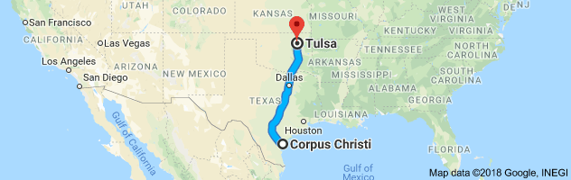Corpus Christi to Tulsa Auto Transport Route
