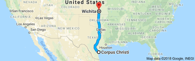 Corpus Christi to Wichita Auto Transport Route