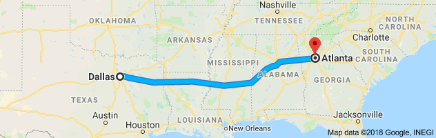 Dallas to Atlanta Auto Transport Route
