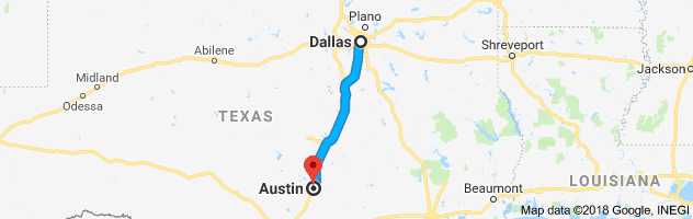 Dallas to Austin Auto Transport Route