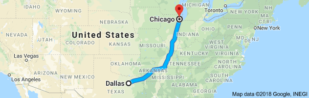 Dallas to Chicago Auto Transport Route
