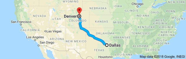 Dallas to Denver Auto Transport Route