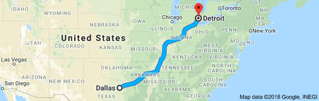 Dallas to Detroit Auto Transport Route