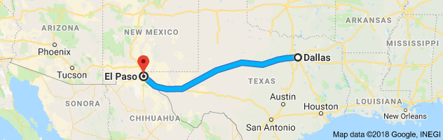 Dallas to El Paso Auto Transport Route