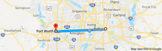 Dallas to Fort Worth Auto Transport Route