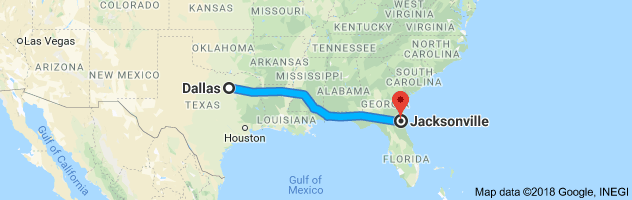Dallas to Jacksonville Auto Transport Route