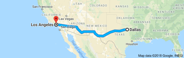 Dallas to Los Angeles Auto Transport Route