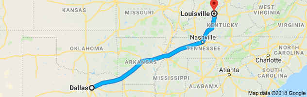 Dallas to Louisville Auto Transport Route