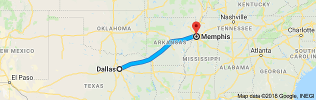 Dallas to Memphis Auto Transport Route