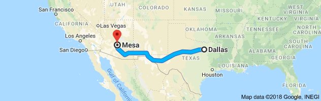 Dallas to Mesa Auto Transport Route