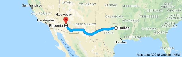 Dallas to Phoenix Auto Transport Route