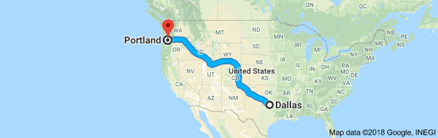 Dallas to Portland Auto Transport Route