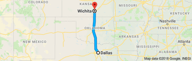 Dallas to Wichita Auto Transport Route