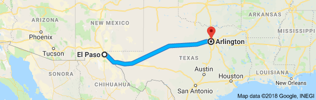 El Paso to Arlington Auto Transport Route