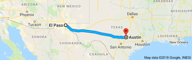 El Paso to Austin Auto Transport Route