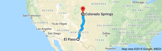 El Paso to Colorado Springs Auto Transport Route