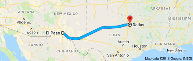 El Paso to Dallas Auto Transport Route