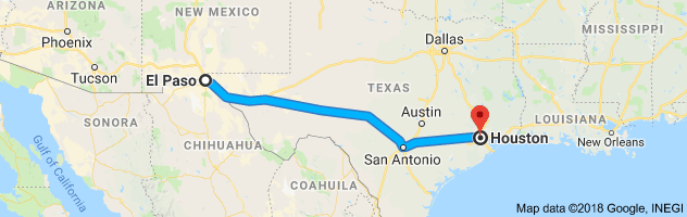 El Paso to Houston Auto Transport Route