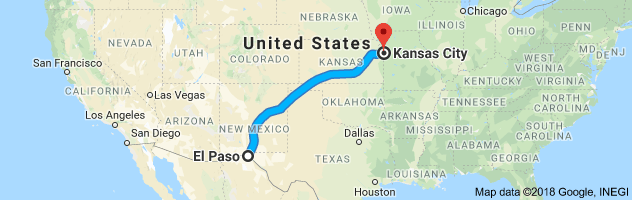 El Paso to Kansas City Auto Transport Route