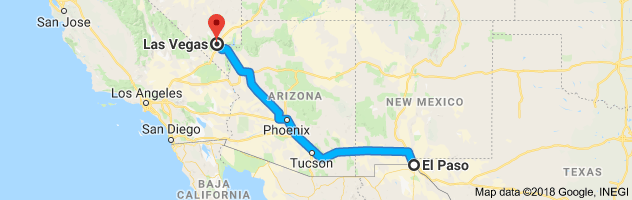 El Paso to Las Vegas Auto Transport Route