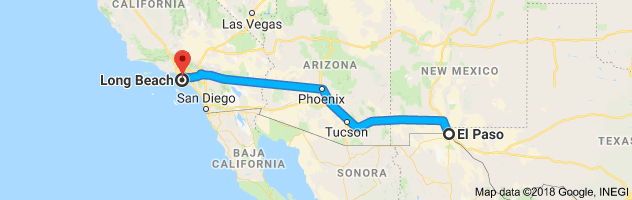El Paso to Long Beach Auto Transport Route