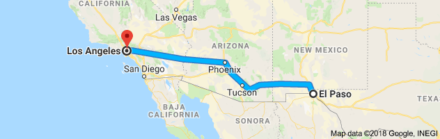 El Paso to Los Angeles Auto Transport Route