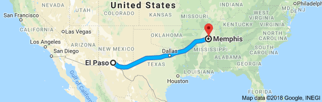 El Paso to Memphis Auto Transport Route
