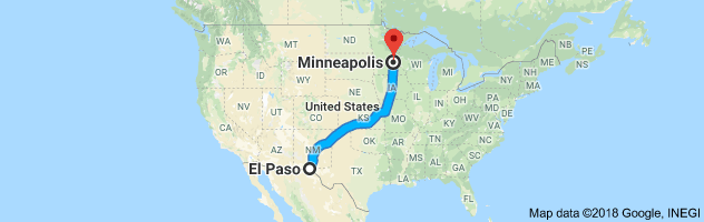 El Paso to Minneapolis Auto Transport Route