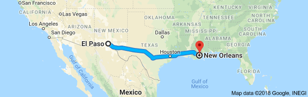 El Paso to New Orleans Auto Transport Route