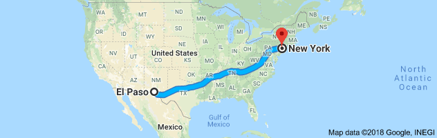 El Paso to New York Auto Transport Route