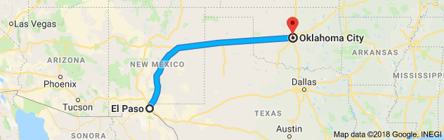 El Paso to Oklahoma City Auto Transport Route