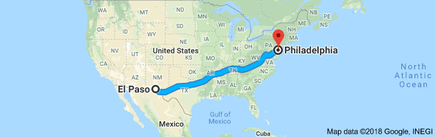 El Paso to Philadelphia Auto Transport Route