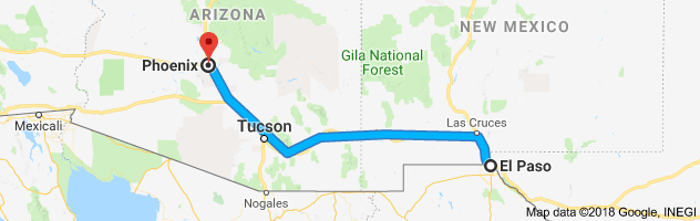 El Paso to Phoenix Auto Transport Route