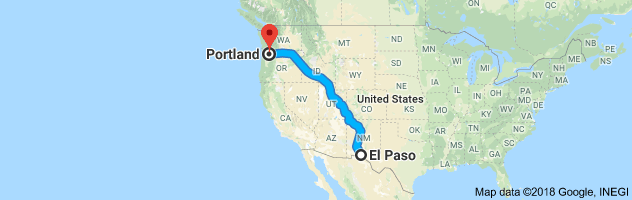 El Paso to Portland Auto Transport Route