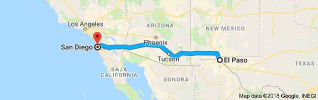 El Paso to San Diego Auto Transport Route