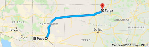 El Paso to Tulsa Auto Transport Route