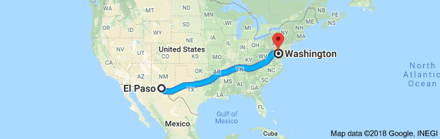 El Paso to Washington Auto Transport Route