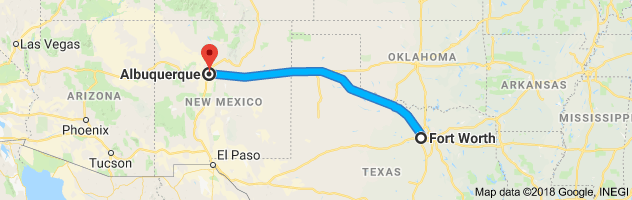 Fort Worth to Albuquerque Auto Transport Route