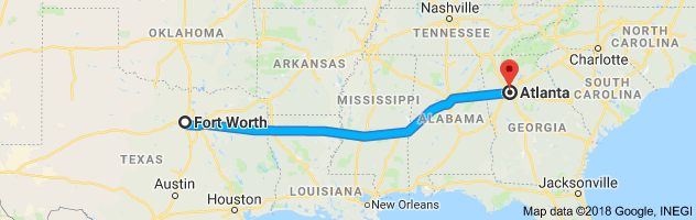 Fort Worth to Atlanta Auto Transport Route